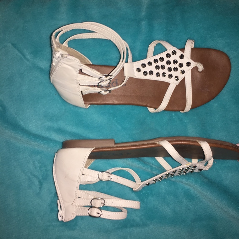 White studded sandals
